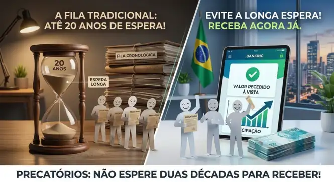 Calendário mostrando longa espera de 20 anos para recebimento de precatórios