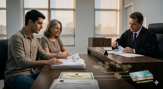 Família e herdeiros em processo de sucessão de precatórios